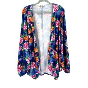 Pioneer Woman Kimono Cardigan Size XL Floral Open Front Bat Wings Spring Easter